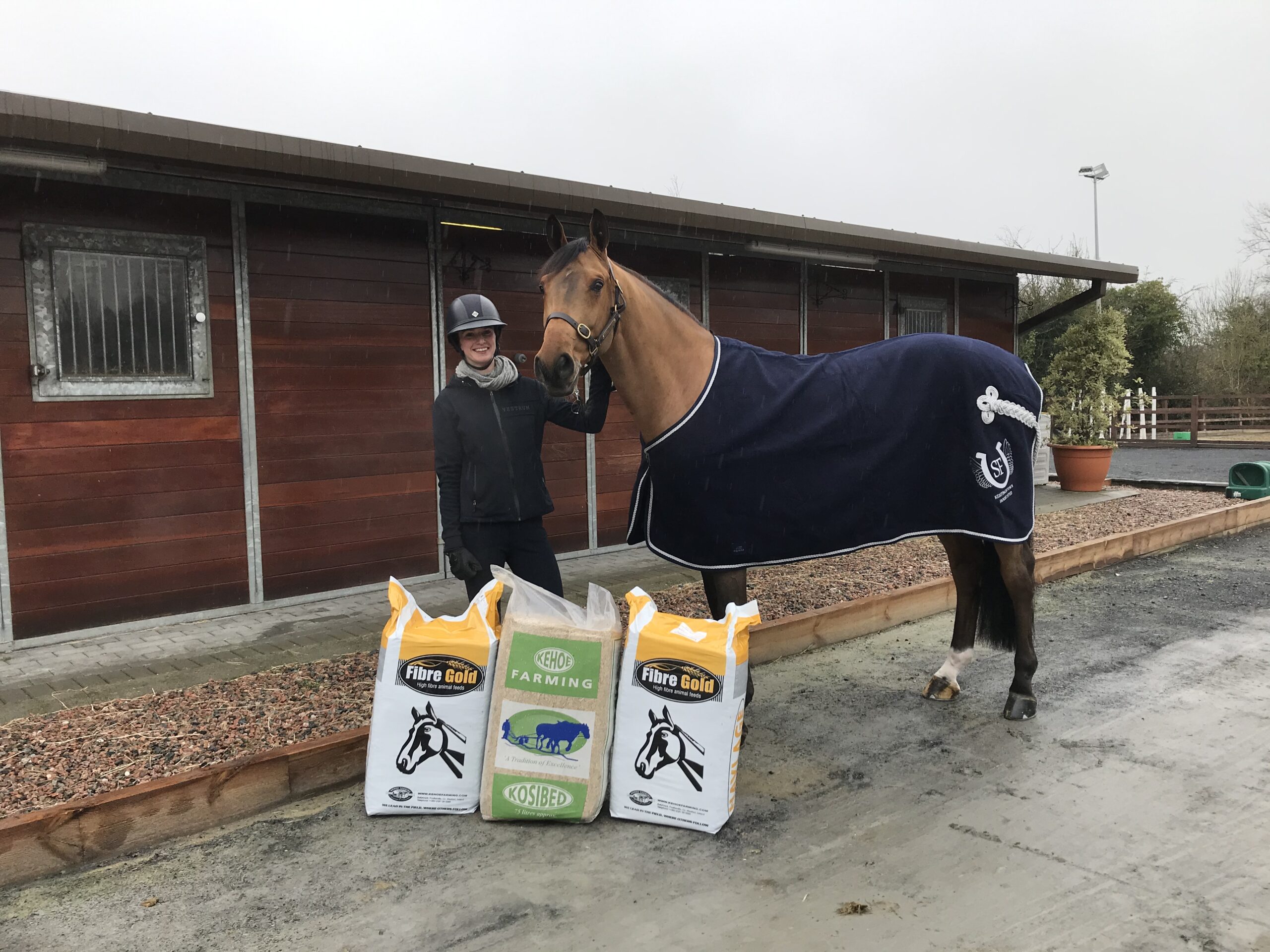 Susan alongside Chacco and our KosiBed and Haylage